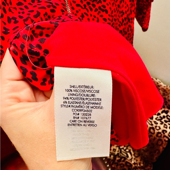 Alice + Olivia Red Animal Print Long Sleeve Mini Dress Size 4 - Picture 8 of 8